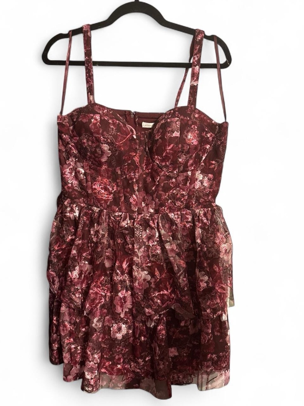 Altar'd State Burgundy Floral Lace Dress